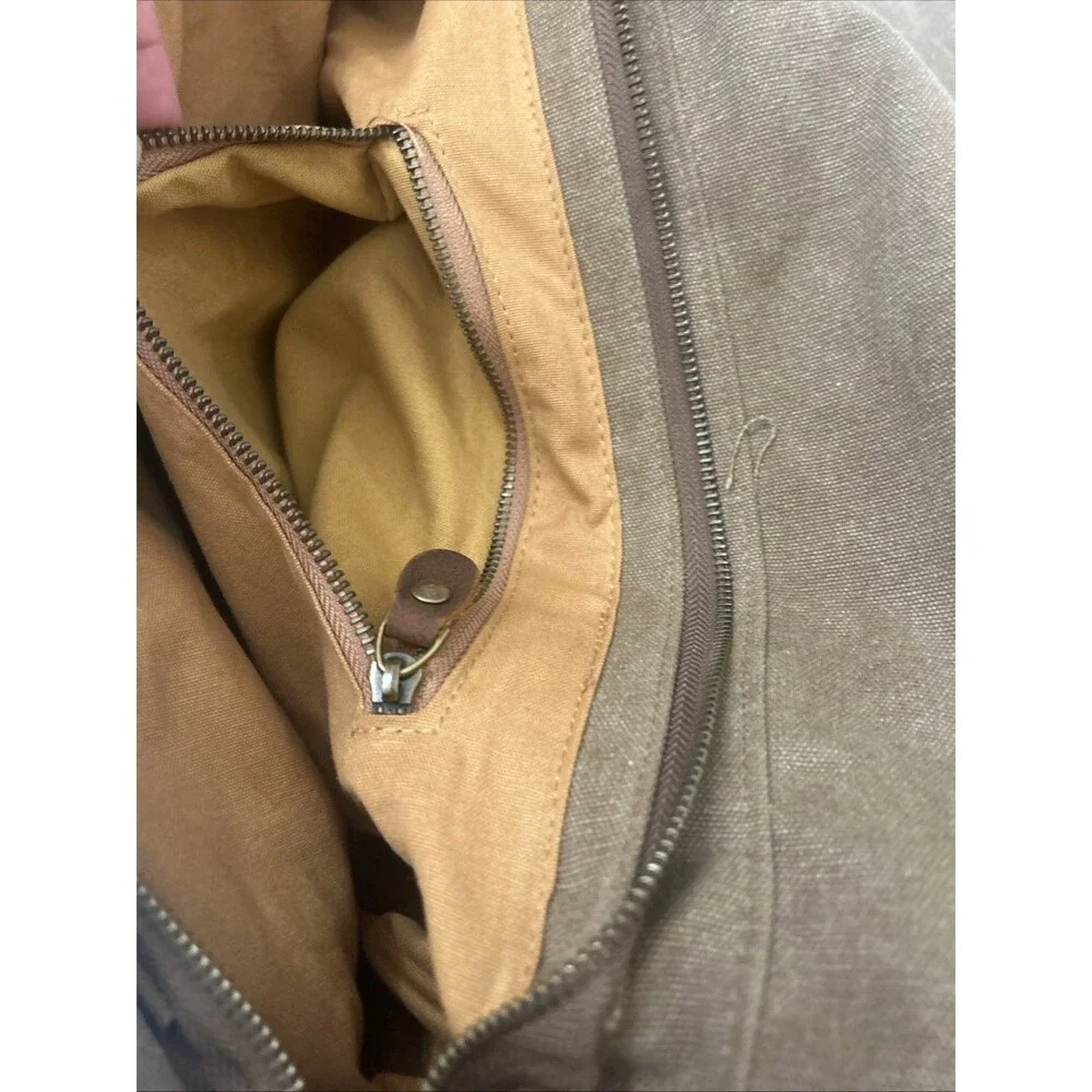 Kattee Leather Canvas Camera Bag Messenger Shoulder Bag Khaki